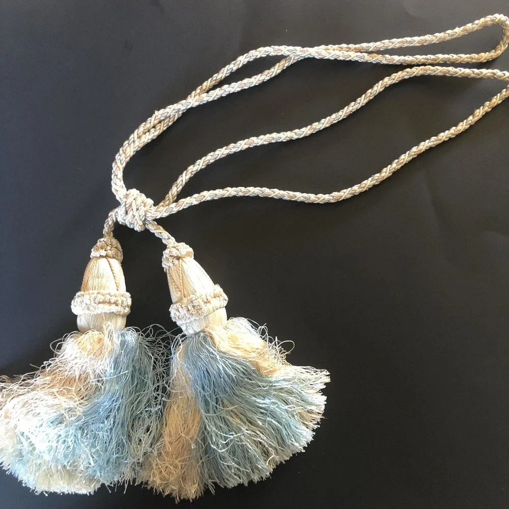 Blue & Peach Curtain Rope Tieback with 6